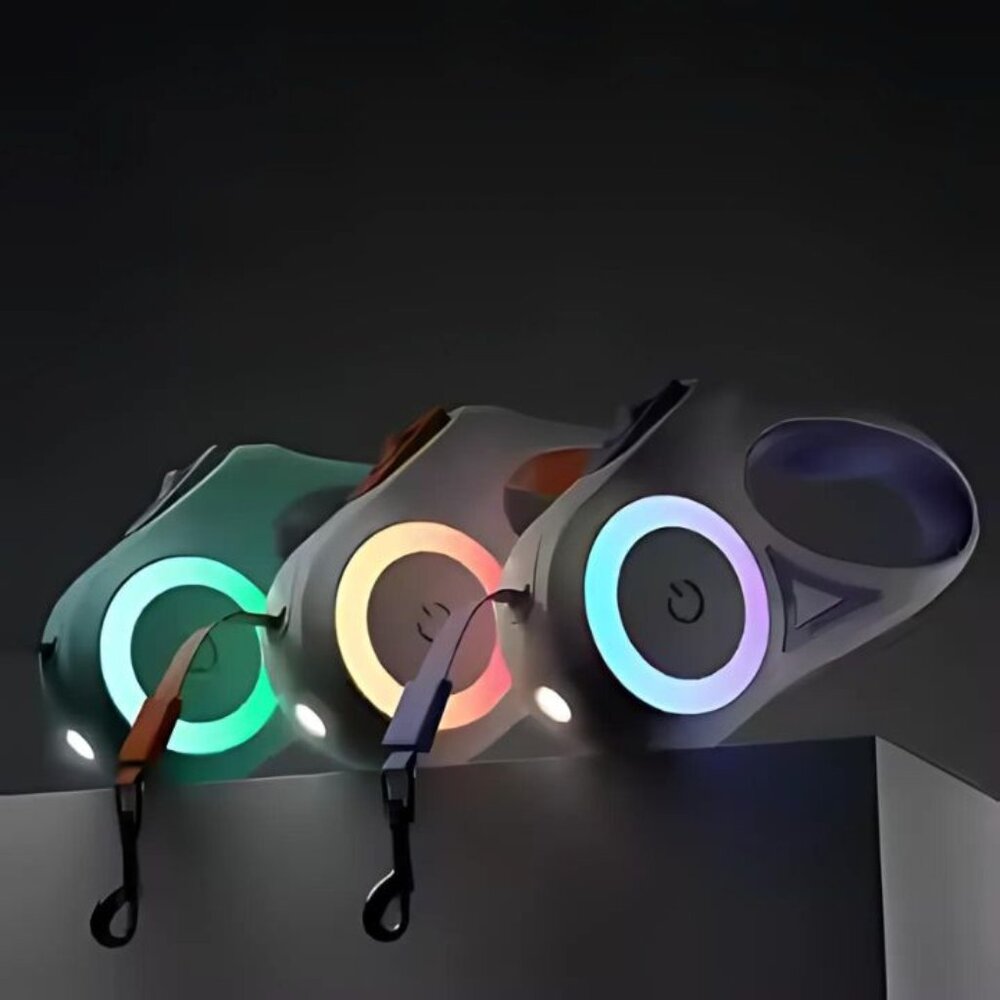 2 Retractable Luminous Automatic Dog Leash 16ft with LED Light Pet Lead Colors
